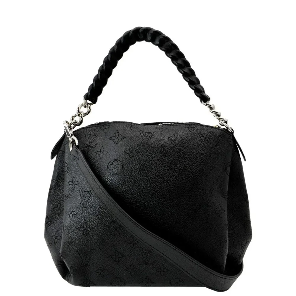 LOUIS VUITTON Babylone Monogram Mahina Leather Chain Shoulder Bag Black - Picture 1 of 12